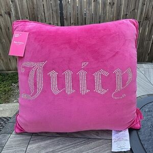 Juicy Couture Hot Pink Pillow Bling Size approx. 18" x 15" Barbie core Soft